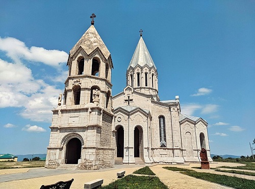 Holy Savior Cathedral cathedral in Shusha was damaged in 2020 Shelling by Azerbaijan. It was later renovated. Pic - Wiki  