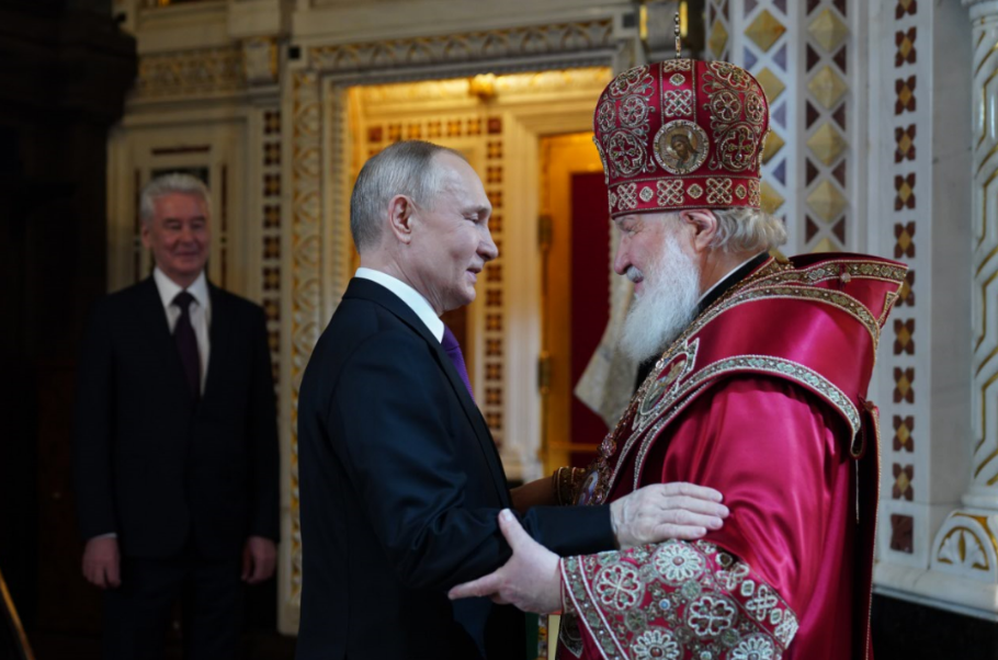 President Vladimir Putin Attended Feast of Holy Resurrection at the Cathedral Church of Christ the Savior  in Moscow