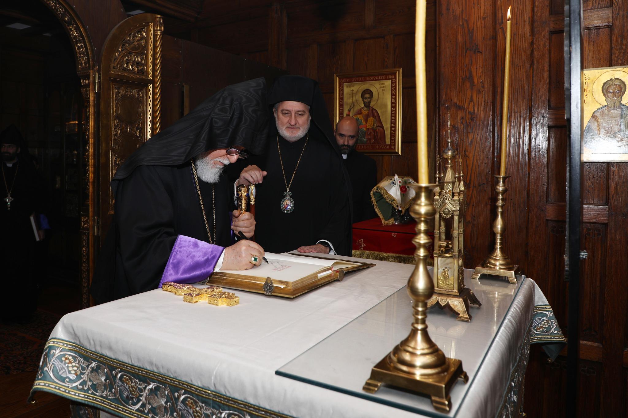 Catholicos Aram I Visits Headquarters of the Greek Orthodox Archdiocese of America
