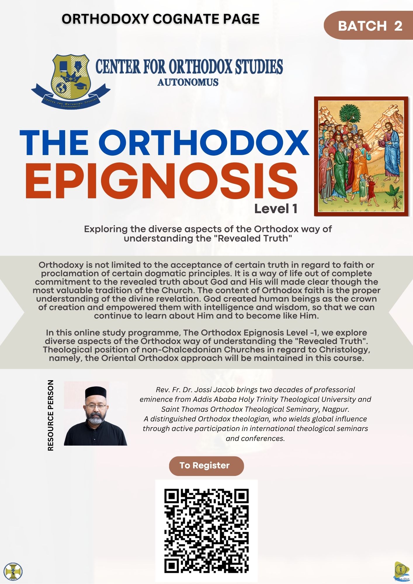COS Launches Second Batch of ‘The Orthodox Epignosis’ Online Certificate Program
