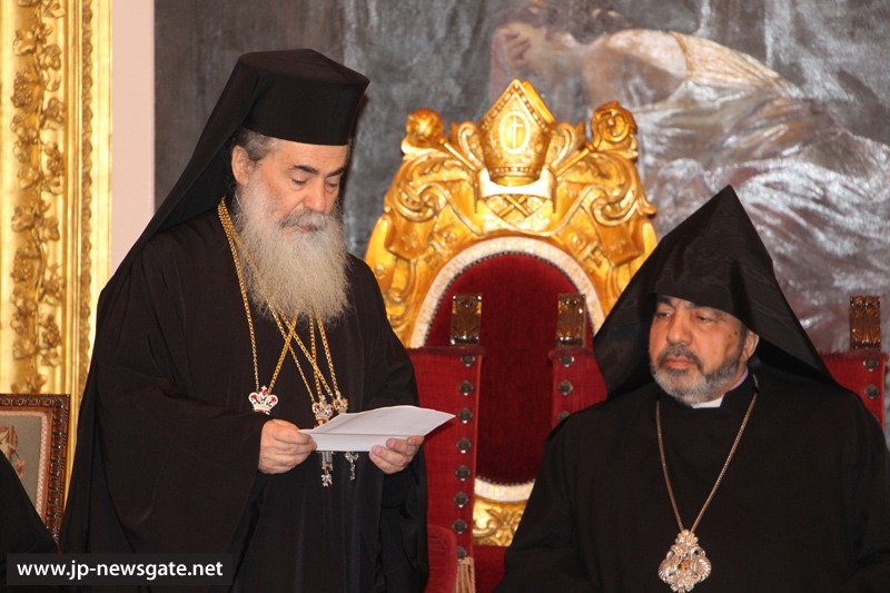 GREETINGS TO THE ARMENIAN DELEGATION ON THEIR VISIT TO THE JERUSALEM PATRIARCHATE TO DELIVER EASTER GREETINGS FOR PASCHA