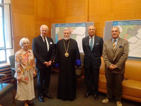 His Holiness Aram I Meets with Staffan de Mistura, the UN Mediator in the Syrian Conflict