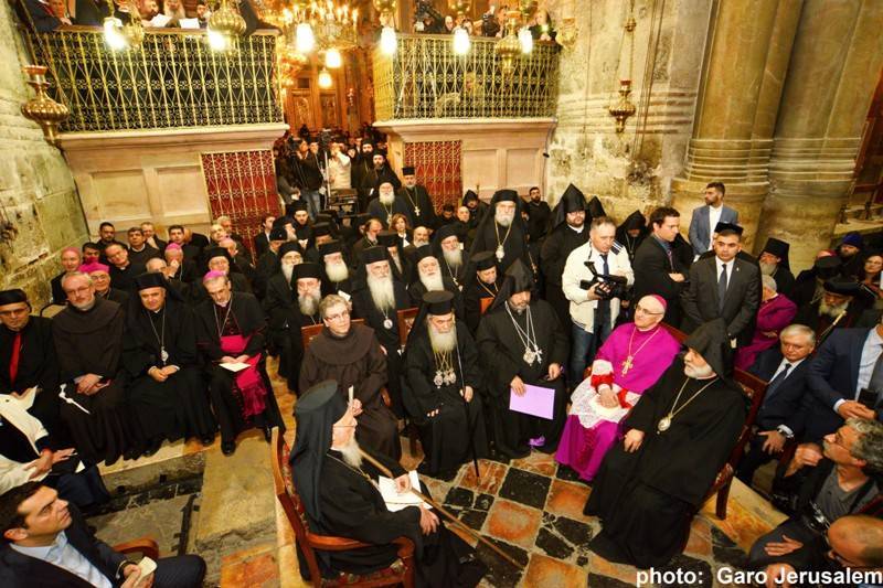 THE CEREMONY MARKING THE COMPLETION OF THE RESTORATION PROJECT OF THE SACRED EDICULE OF THE HOLY SEPULCHRE