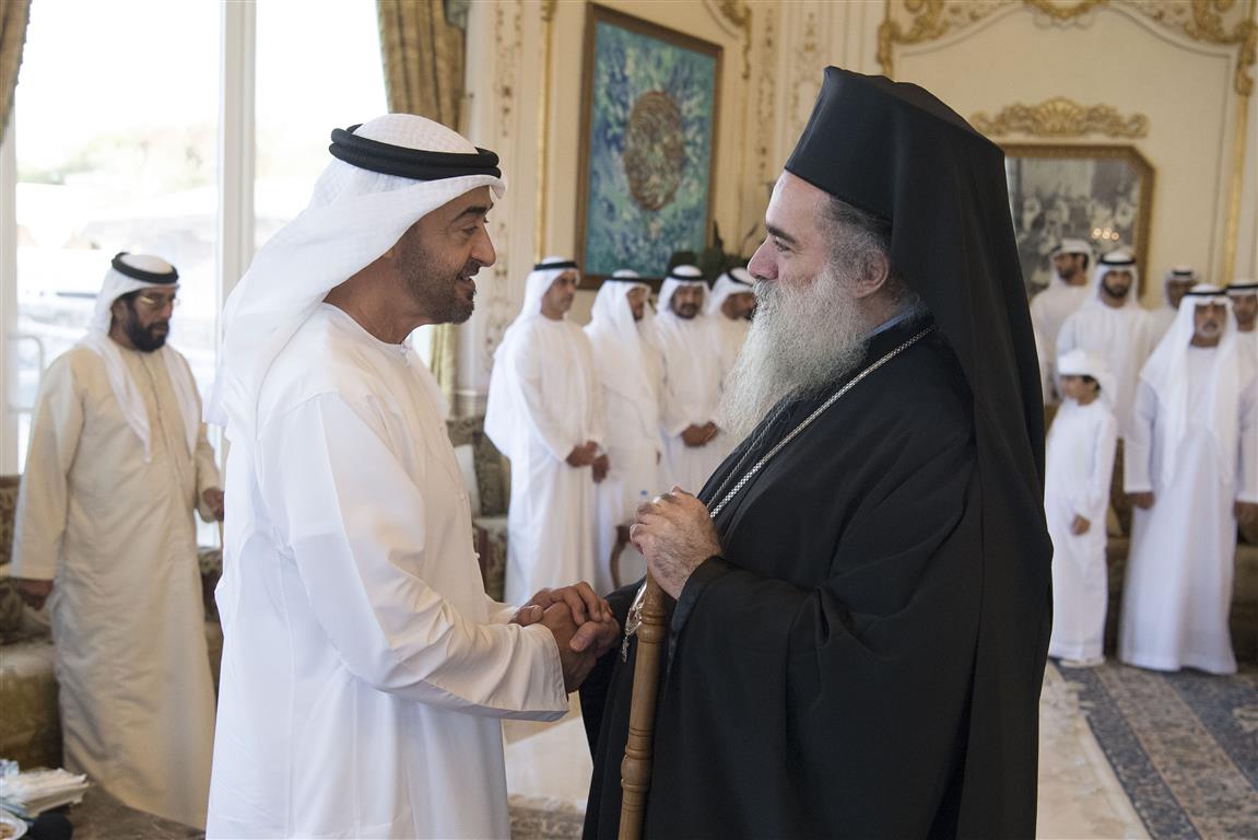 Shaikh Mohammad Bin Zayed Al Nahyan receives Archbishop Atallah Hanna