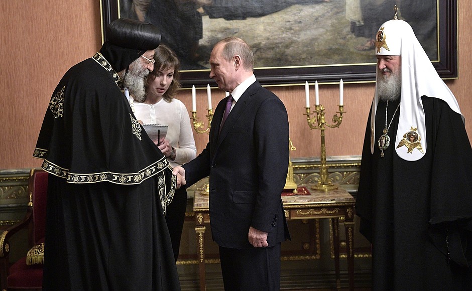 President Putin of Russia Receives Pope Tawadros II of Alexandria
