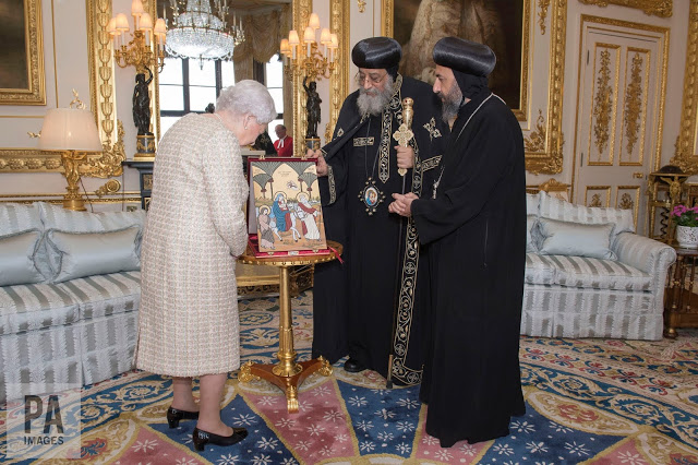 Pope Tawadros received by HM The Queen, Archbishop of Canterbury and HRH The Prince of Wales