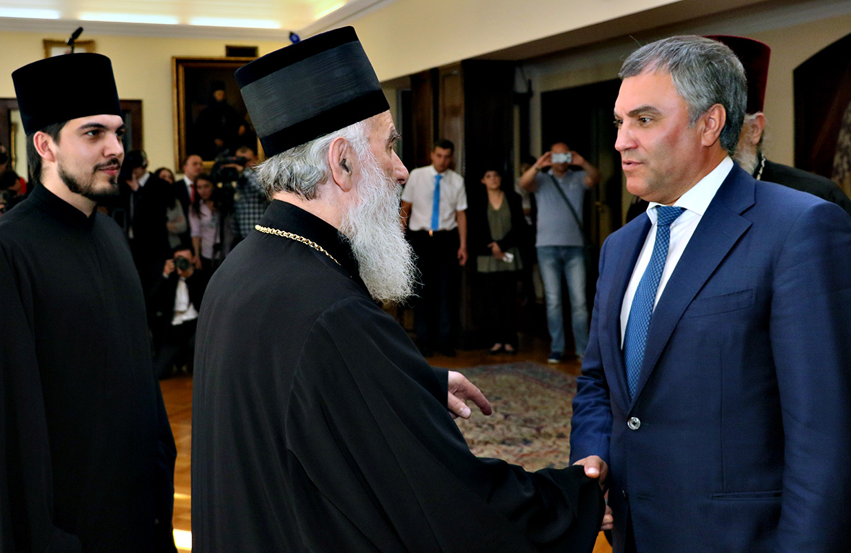 Chairman of the State Duma received by the Serbian Patriarch