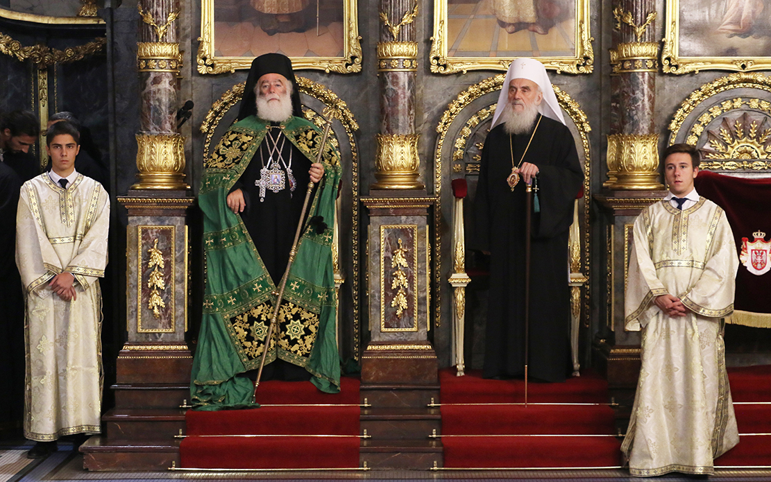 Patriarch Theodoros presided over the Vigil Service in the Cathedral Church in Belgrade