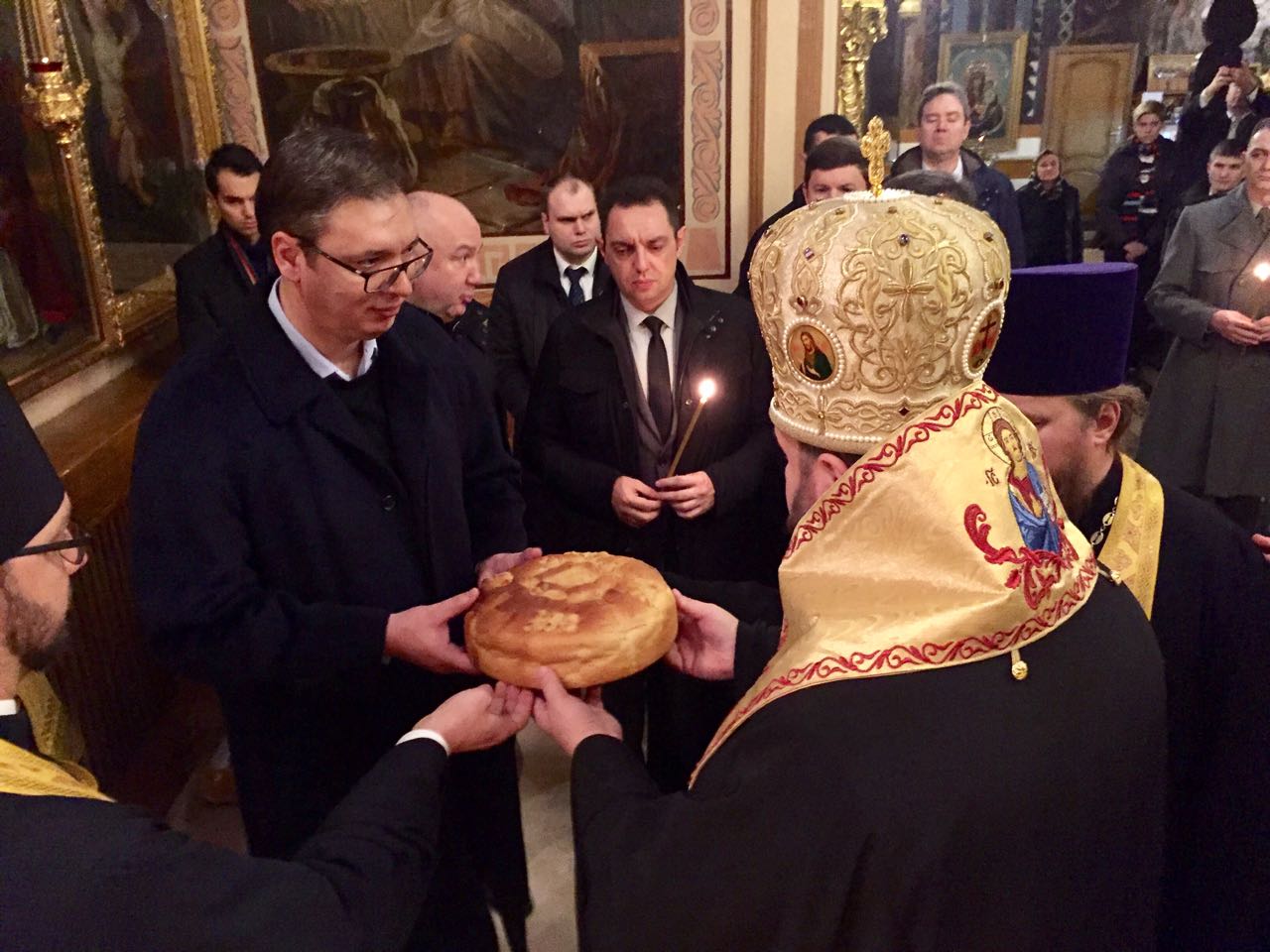 President Aleksandar Vucic of Serbia celebrated his Patron Saint-day at the Representation of the Serbian Orthodox Church in Moscow