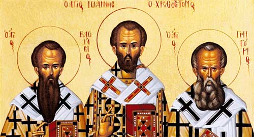 Feast of the Three Holy Fathers, Great Hierarchs and Ecumenical Teachers, Basil the Great, Gregory the Theologian, and John Chrysostom