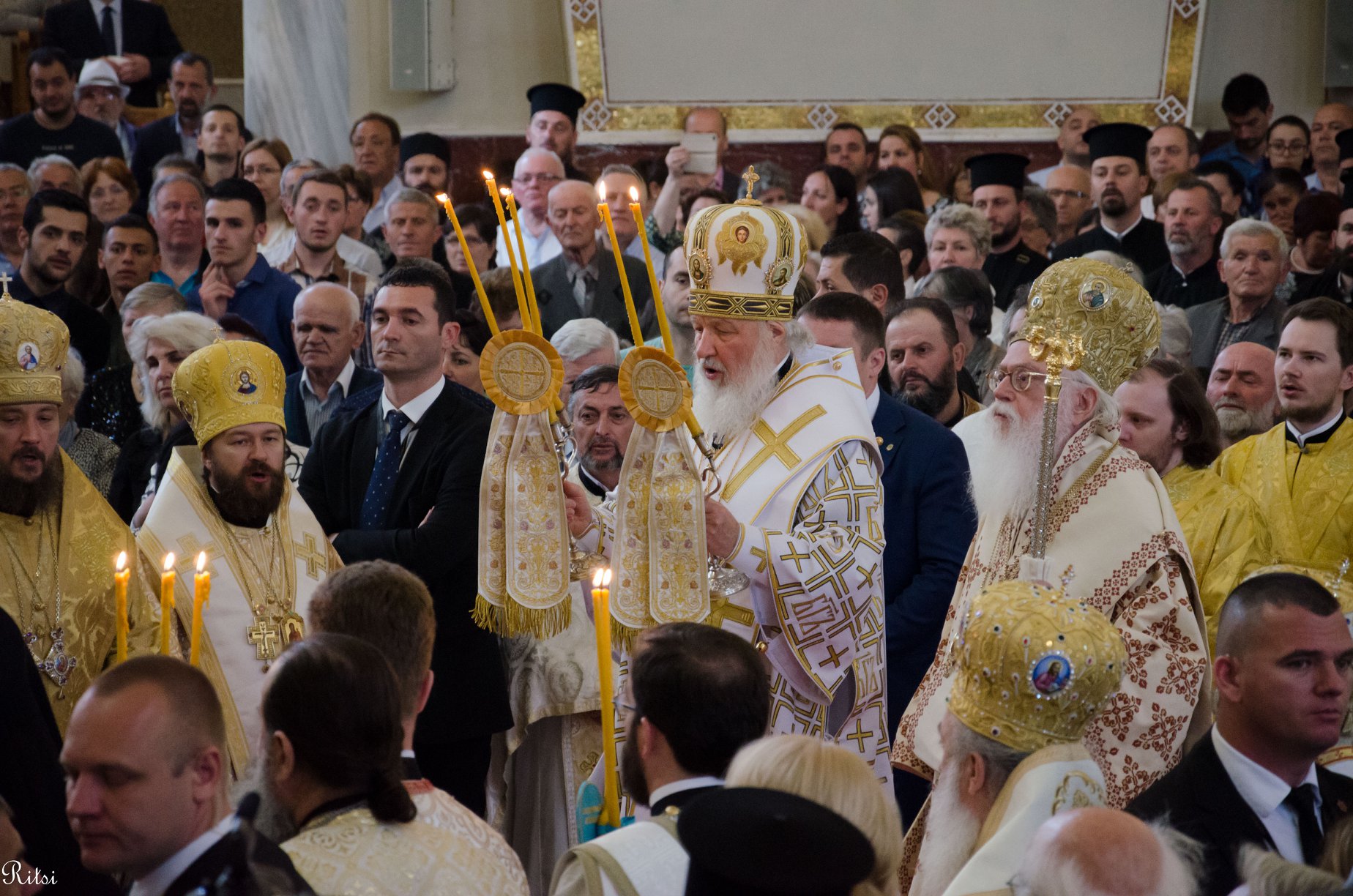 Moments from the concelebration of the Patriarch of Moscow and All Russia, Kirill and the Archbishop of Tirana, Durres, and All Albania