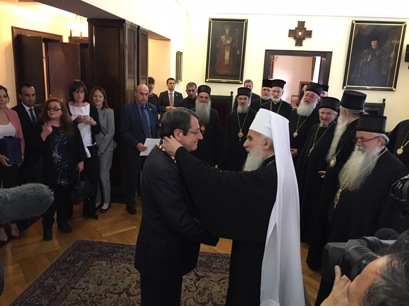 The highest Serbian church medal for the President of Cyprus