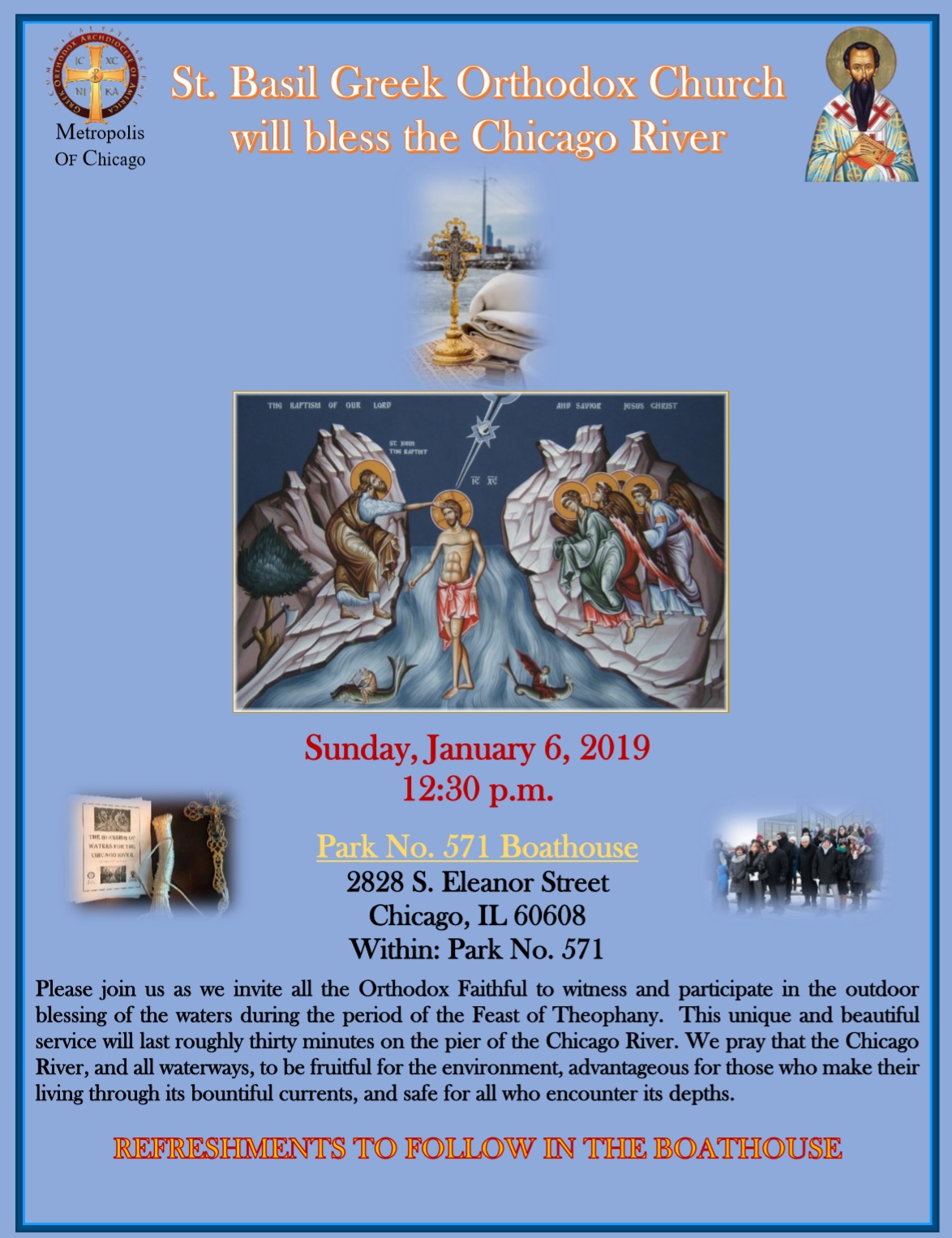 EASTERN ORTHODOX CHRISTIAN CHURCH TO HOST SECOND ANNUAL BLESSING OF THE CHICAGO RIVER