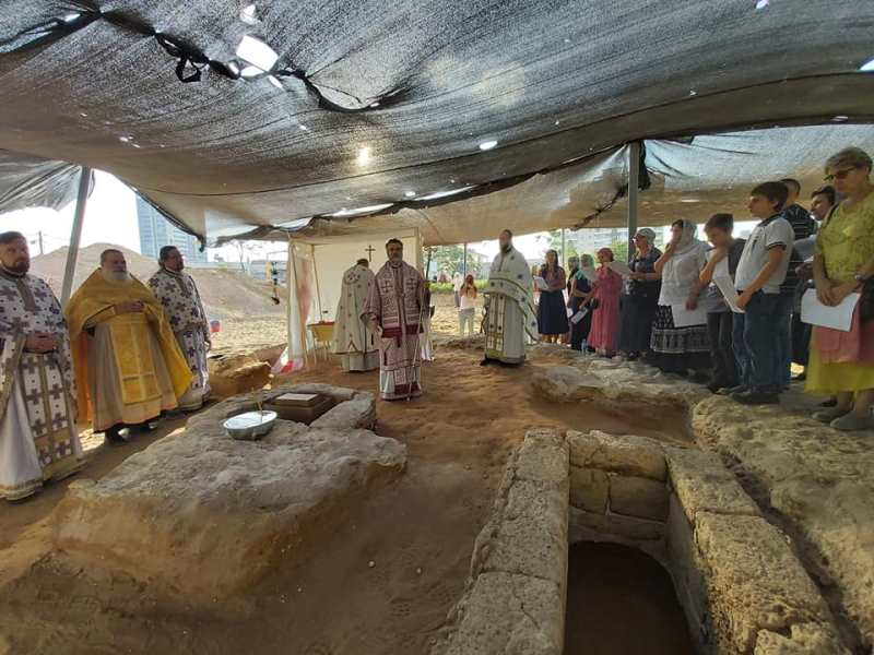 Orthodox Liturgy Held Over the Ruins of the 5th Century Byzantium Church in Israel