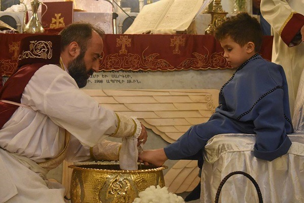 Bishop Armash Nalbandian Presides Over the Foot Washing Ceremony in Damascus- Syria (2019)