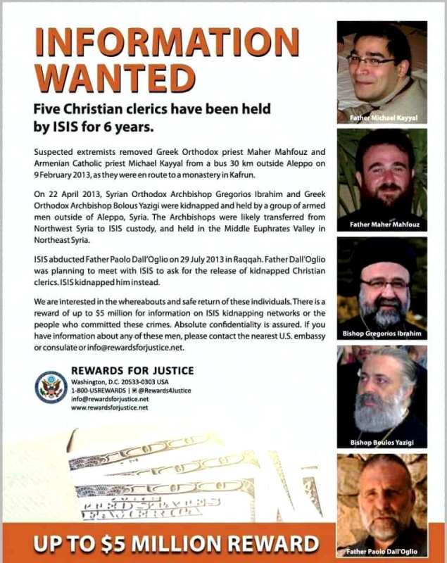 Rewards For Justice Program Seeks Information On the Abducted Christian Prelates in Syria