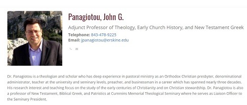 Systematic Theology Eastern Orthodoxy With Prof. Dr John G. Panagiotou At Erskine Seminary