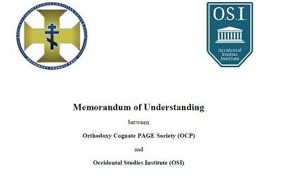 Orthodoxy Cognate PAGE Society Signs MoU with Occidental Studies Institute (OSI Foundation)