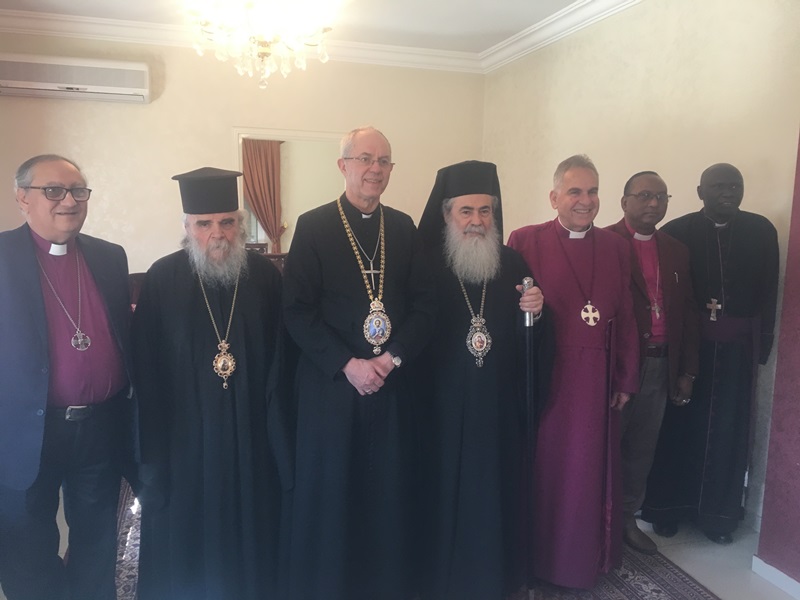 HIS BEATITUDE THE PATRIARCH OF JERUSALEM MEETS WITH THE ARCHBISHOP OF CANTERBURY AND THE ANGLICAN BISHOP IN JERUSALEM