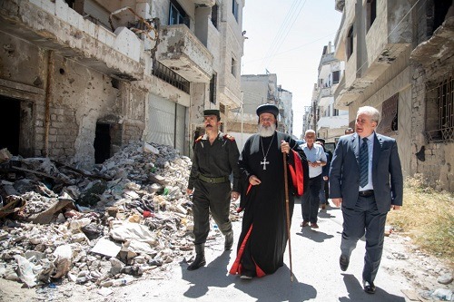 Patriarch Ignatius Aphrem II Inspects Restoration of Houses in Old Homs