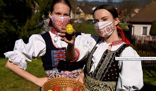 Coloured Eggs and Chocolate Bunnies Ready for Easter Amid COVID-19 Pandemic