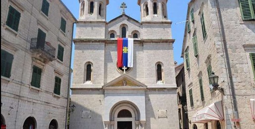 Vandalism in front of the church of St. Nicholas in Kotor