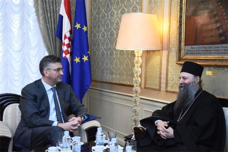 Metropolitan Porfirije received by Croatian Prime Minister Plenkovic