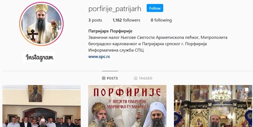 Patriarch Porfirije of Serbia Opens New Instagram Profile