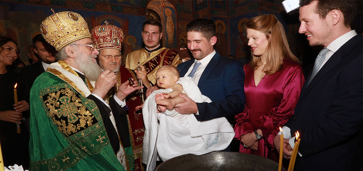 Prince Stefan baptized by Patriarch Irinej