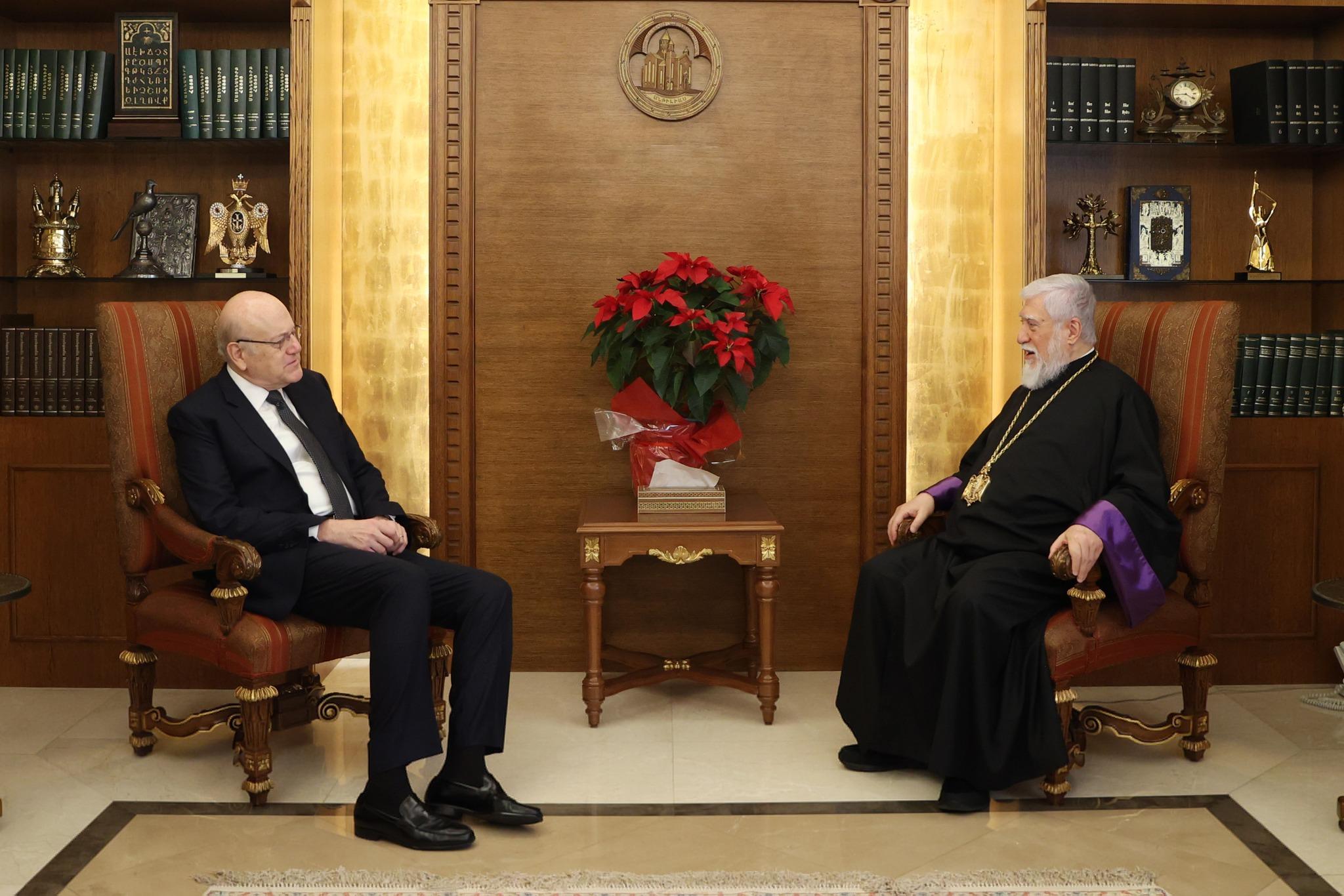 Lebanese Prime Minister Najib Mikati Engages in Talks with Catholicos Aram I on Lebanon’s Critical Concerns