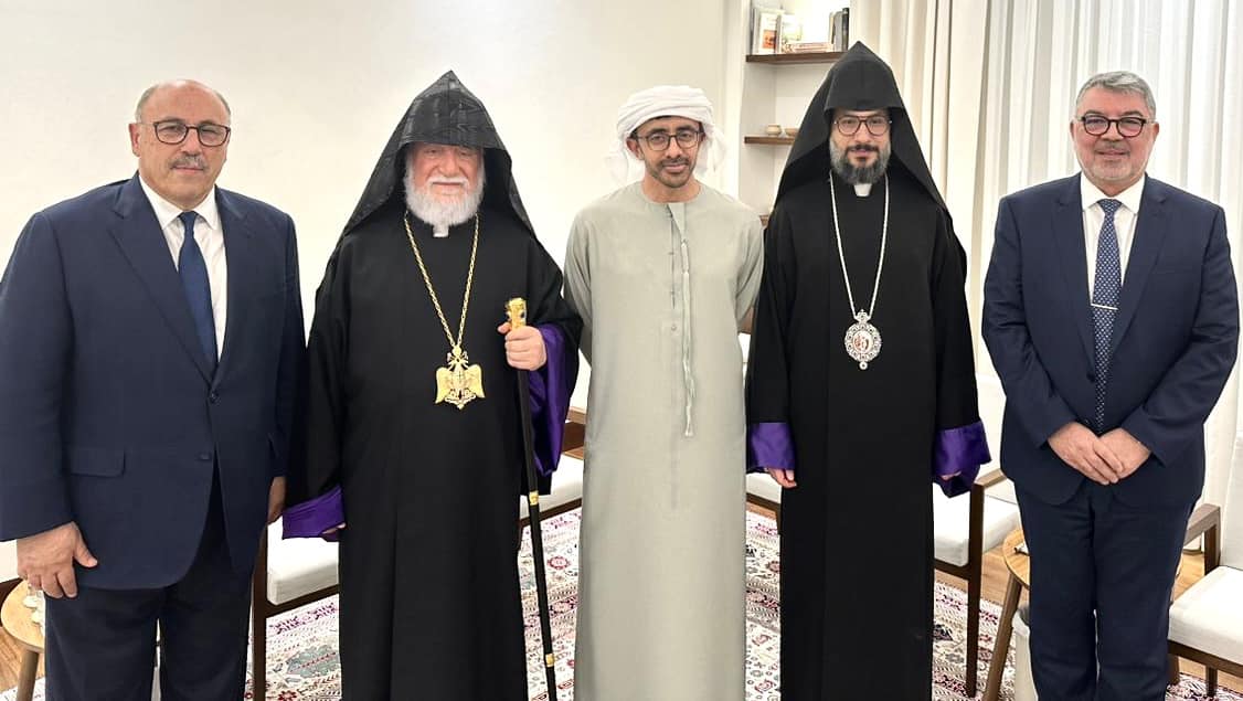 Armenian Catholicos Aram I Holds Talks with UAE Foreign Minister on Regional Issues and Interfaith Relations