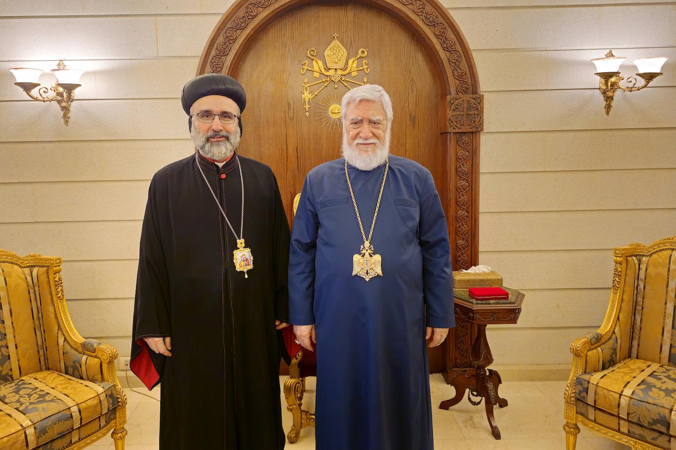 Catholicos Aram I Received Mor Chrysostomos Mikhael Shamoun of Syrian Orthodox Church