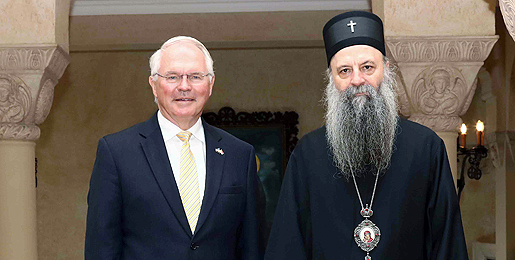 Patriarch Porfirije Bids Farewell to US Ambassador Hill